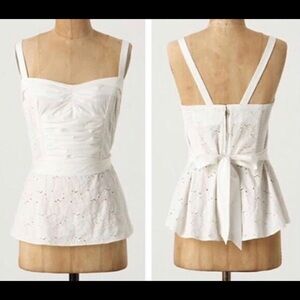 Anthropologie- Girls from Savoy Eyelet Peplum Top- Vintage look